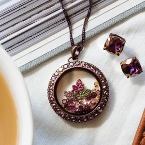Origami Owl Chocolate & Lilac Shadow Locket Set
